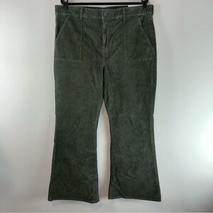 American Eagle Super Hi-Rise Flare Green Corduroy Stretch Pants Size 20 or 35W